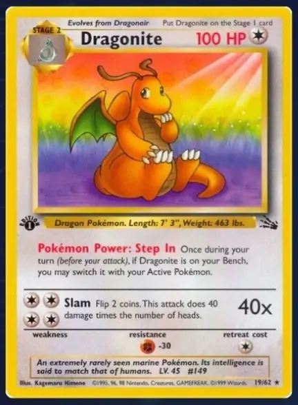 AUTHENTIC Fossil Dragonite Non-Holo