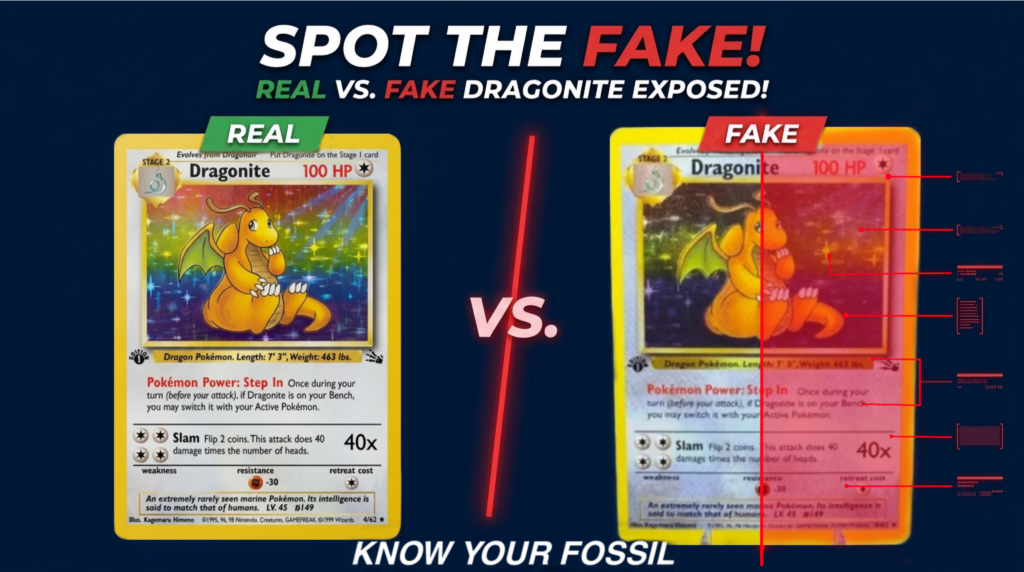 Fossil Dragonite Card Authentication: How to Spot Real vs Fake