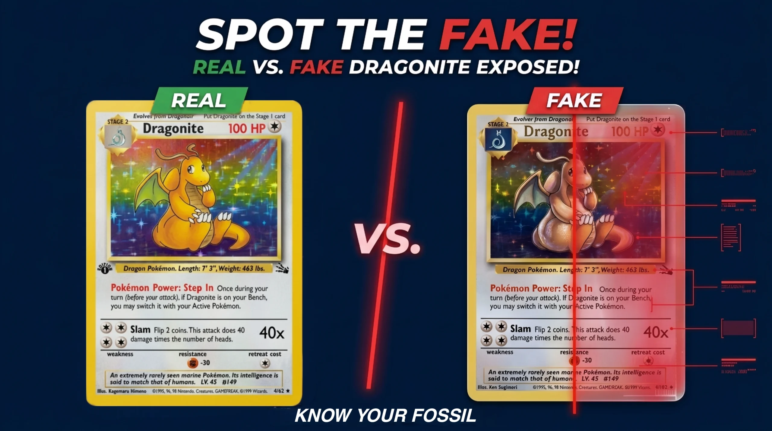 Dragoite spot the fake