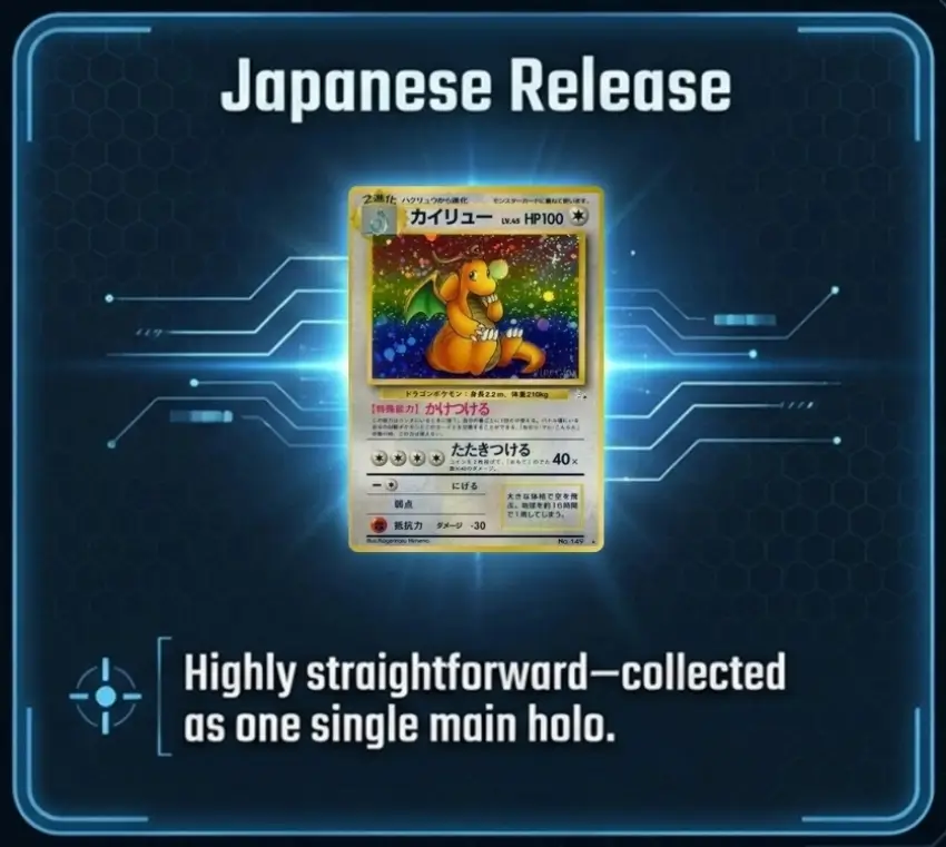 Japanese Release Fossil Dragonite card