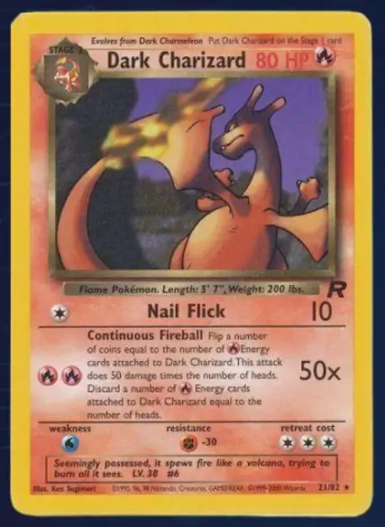 Unlimited Non-Holo 21-82 AUTHENTIC Dark Charizard Card